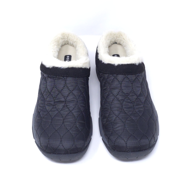 Easy Spirit Wimmy Black Shearling Quilted Clogs 7.5M Cozy Winter Mules - Picture 4 of 9